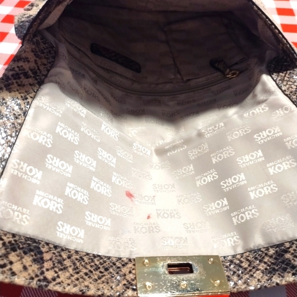Michael Michael Kors Beige Python Embossed Leathe… - image 9